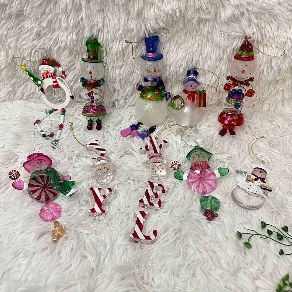 Snowman Hanging Christmas Ornament 10 Piece‎ Lot Various Designs unbranded